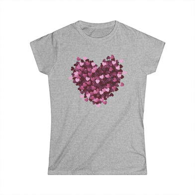 Glitter Effect Heart Love Womens Ladies Softstyle Tee, Cute Valentine's Day Gift, Girlfriend's Gift, Heart Design Tshirt