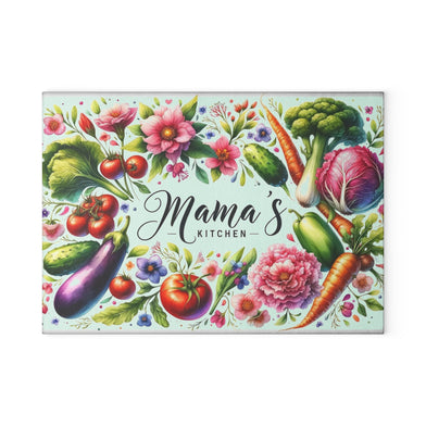 Mama's Kitchen Glass Cutting Board | Floral Kitchen Decor 8X11