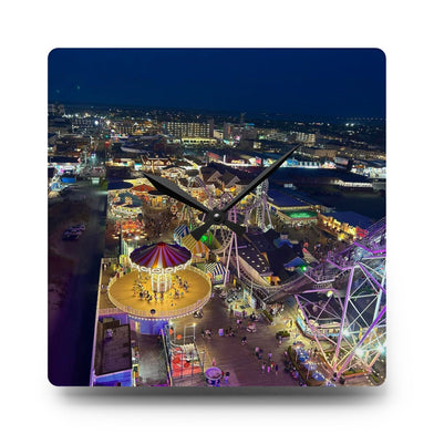Wildwood NJ Boardwalk at Night Acrylic Wall Clock, Neon Lights at night