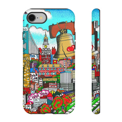 Philadelphia Skyline iPhone Phone Case, Vibrant Cityscape Cover, Tough Cases for Gift, Travel Lover, Unique Art Design, City Vibrance
