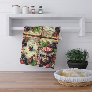 Vintage Berry Jam Tea Towels - Rustic Kitchen Decor, Gift for Foodies, Farmhouse Style, Blackberry & Raspberry Collection, Kitchen Accents