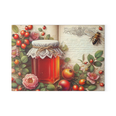 Honey Jam Jelly Fruit Glass Cutting Board, Rustic Kitchen Decor, Handmade Culinary Gift, Unique Wedding Present, Kitchen Accessory