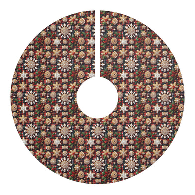 Festive Scottish Plaid Gingerbread Cookies Christmas Tree Skirt