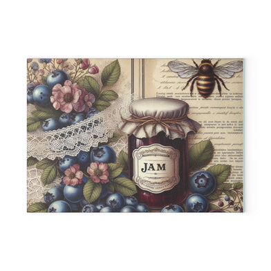 Fruit Blueberry Jam Jelly Glass Cutting Board Farmhouse Kitchen Decor, Gift for Foodies, Cottagecore Style, Housewarming