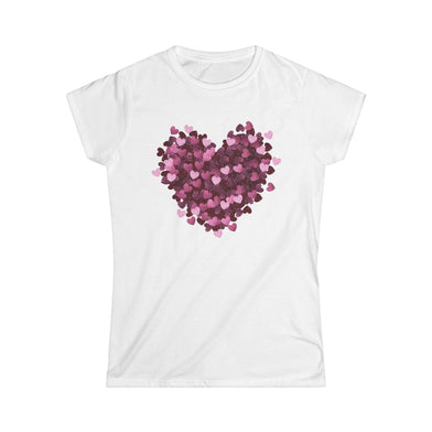 Glitter Effect Heart Love Womens Ladies Softstyle Tee, Cute Valentine's Day Gift, Girlfriend's Gift, Heart Design Tshirt