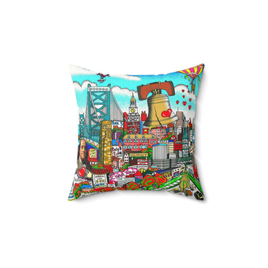 Vibrant Philadelphia PA  Faux Suede Square Pillow, Decorative Throw Pillow, Home Decor, Unique Gift, Cozy Living Space, Philadelphia Art