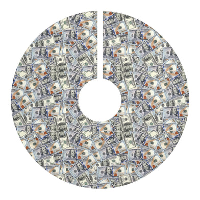 Money Print Christmas Tree Skirt, Holiday Decor, Unique Tree Mat, hundreds of hundred dollar Bills Design, Festive Home Decoration