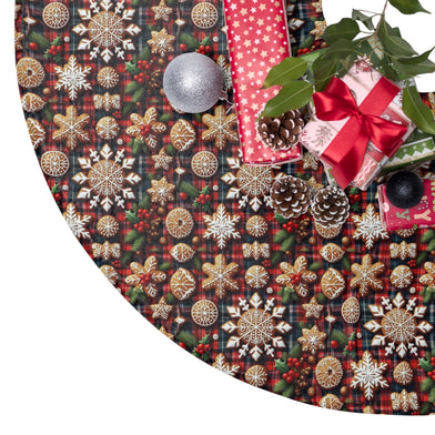 Festive Scottish Plaid Gingerbread Cookies Christmas Tree Skirt
