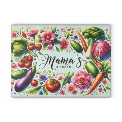 Charming Floral Glass Mamas Kitchen Cutting Board 11X15, Glass Cutting Board