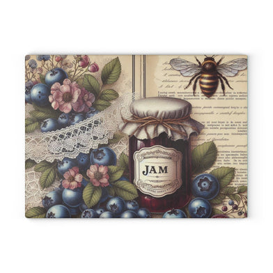 Fruit Blueberry Jam Jelly Glass Cutting Board Farmhouse Kitchen Decor, Gift for Foodies, Cottagecore Style, Housewarming