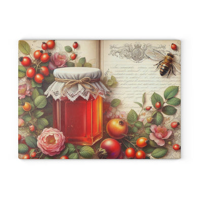 Honey Jam Jelly Fruit Glass Cutting Board, Rustic Kitchen Decor, Handmade Culinary Gift, Unique Wedding Present, Kitchen Accessory
