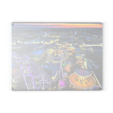 Wildwood NJ Glass Cutting Board 11X15, Wildwood Boardwalk, neon lights, amusement pier, Cutting board