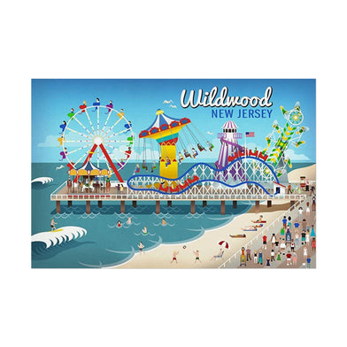 Wildwood NJ Retro Rolled Poster, Vibrant Wall Art for Beach Lovers, Fun Coastal