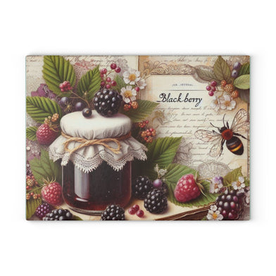 Rustic Fruit BlackBerry Jam Jelly Glass Cutting Board - Vintage Berry Design, Kitchen Decor, Gift for Foodies, Housewarming