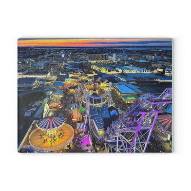Wildwood NJ Glass Cutting Board 11X15, Boardwalk at night, neon lights