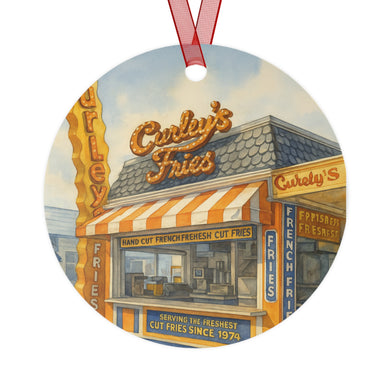 Personalized Wildwood NJ Curleys Fries Metal Christmas Tree Ornament Customized