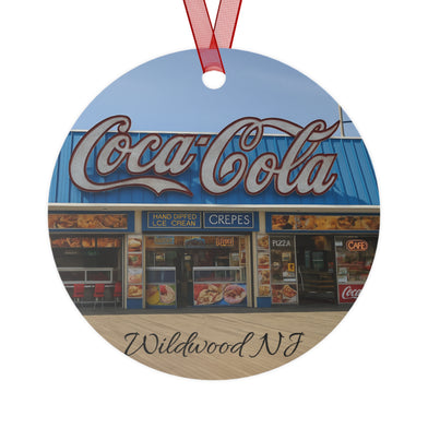 Personalized Wildwood NJ Coca-Cola Metal Christmas Tree Ornament